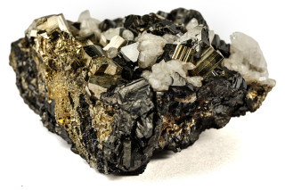 Sphalerite, Pyrite, and Calcite 