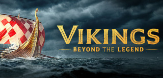 Vikings logo and a ship on an ocean.