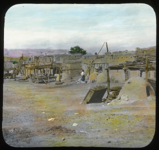 A pueblo in the desert of the southwest United States. 