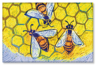 An illustration of bees