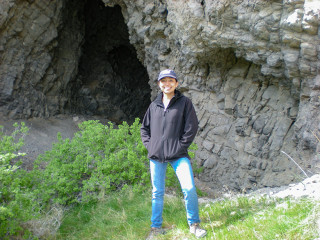Allison Wolfe at the entrance of Homestead Cave