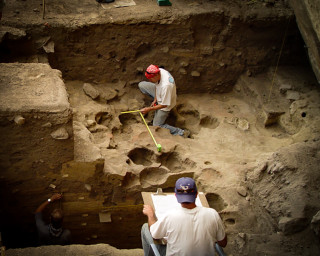 Ancient fire pits at an archaeological site in Utah.