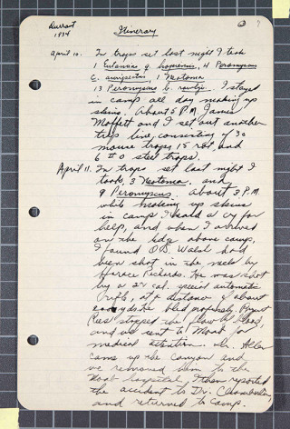 A page of handwritten field notes.