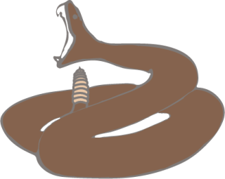 Cartoon brown snake with mouth open