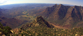 An aerial view of Range Creek Canyon