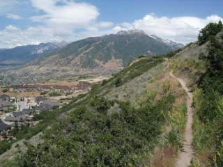 The Bonneville Shoreline Trail runs along the hillside near the museum.