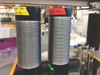 These reels contain &quot;synthetic&quot; spider silk fibers spun from the spider silk proteins produced by Saanen goats.