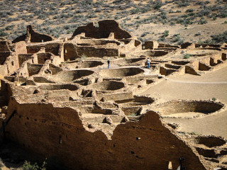 Pueblo Bonito, an Ancestral Puebloan site in Chaco, NM, in the Four Corners region.