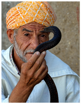 A man holding a snake.