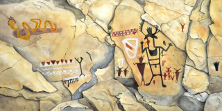 An illustration of pictographs by the artist. 