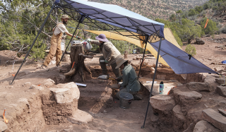 Fremont pit-house being excavated.