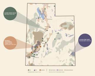A map of renewable energy resources in Utah.