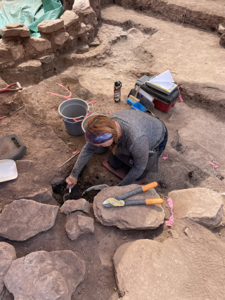 Shannon Boomgarden excavates a site in Range Creek.