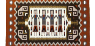 A woven rug featuring four figures of Yeis. 