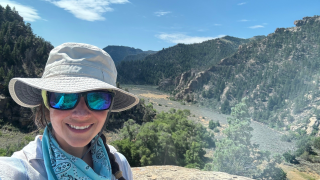 Jamie Greenland on survey in Range Creek Canyon.