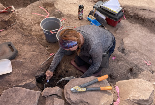 Shannon Boomgarden excavates a site in Range Creek.
