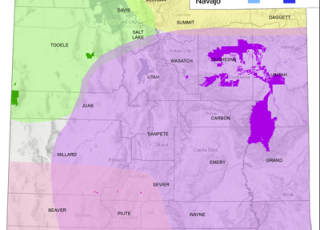 A map outlining Utah&#039;s indigenous tribal lands