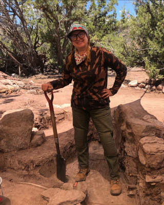 Shannon Boomgarden excavating a site in Range Creek Canyon
